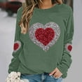 thumbnail image 3 of Felirenzacia Plus Size Women’s Love Graphic Long Sleeve Shirt, Valentine Casual Pullover Top, Army Green,3XL, 3 of 5