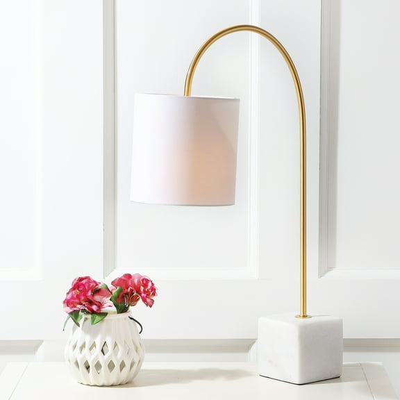 JONATHAN Y Fisher 25" Marble/Brass LED Table Lamp, JYL5023A