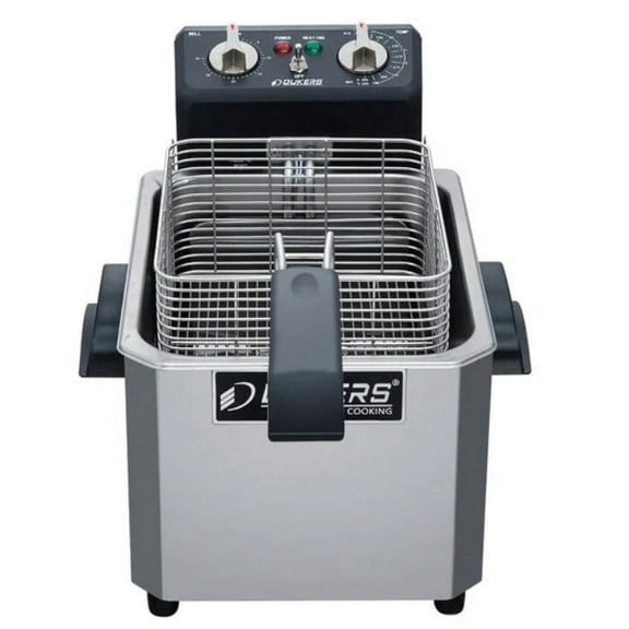 Dukers DCF15E Countertop Fryer, 15lb, Commercial, Electric Deep Fryers, Silver