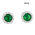 thumbnail image 3 of 1 Pair Copper Women Ear Stud Solid Color Rhinestone Pair Solid Color Copper Exquisite Easy Matching Round Girls Ladies Party Earring Jewelry Green, 3 of 9