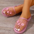 thumbnail image 5 of Mesh Sandals For Women Non-Slip Breathable Comfortable Casual Footwear Summer Slip On Floral Flat Shoes (7.5, Pink), 5 of 5