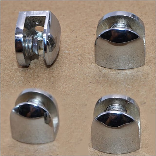 Bride en Verre 4PCS Demi-Rond Pinces en Verre Étagères en Alliage de Zinc Supportent Deux Clips de Support d'Angle de Trou pour 8 Mm Meubles Fabrication Robuste et Durable, Pratique (Taille