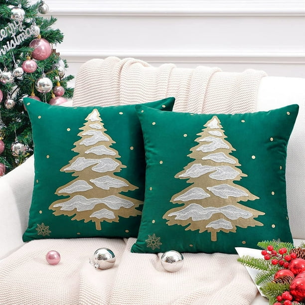 Christmas Soft Weave Pillowcases Standard Size Breathable-Friendly Pillow Shams Decorative Weave Pillow Case Covers
