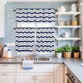 thumbnail image 6 of Kitchen Window Curtains Valance and Tier Set, Navy Blue Grey Wave Rod Pocket Tier Curtain Valance Set, Abstract Striped Water Ripple Light Filtering Cafe Curtains for Bedroom Living Room, 6 of 9