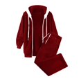 thumbnail image 5 of Aihuaihua Womens 2 Piece Fleece Outfits Long Sleeve Zip Up Hoodie Jacket and Drawstring Wide Leg Pants Winter Comfy Clothes Set Red, 5 of 5