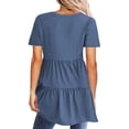 thumbnail image 3 of asjyhkr Womens Short Sleeve Tops Oversized V Neck Loose Fitting Comfy Lightweight Soft Tees Solid Color, 3 of 6