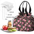 thumbnail image 4 of Pioneer Flower Floral Print Pattern Drawstring Lunch Bag Women - Drawstring Lunch Bag Insulated for Work Office - Stain-Resistant Large Lunchbags for Women with Multi-Pockets, 4 of 6