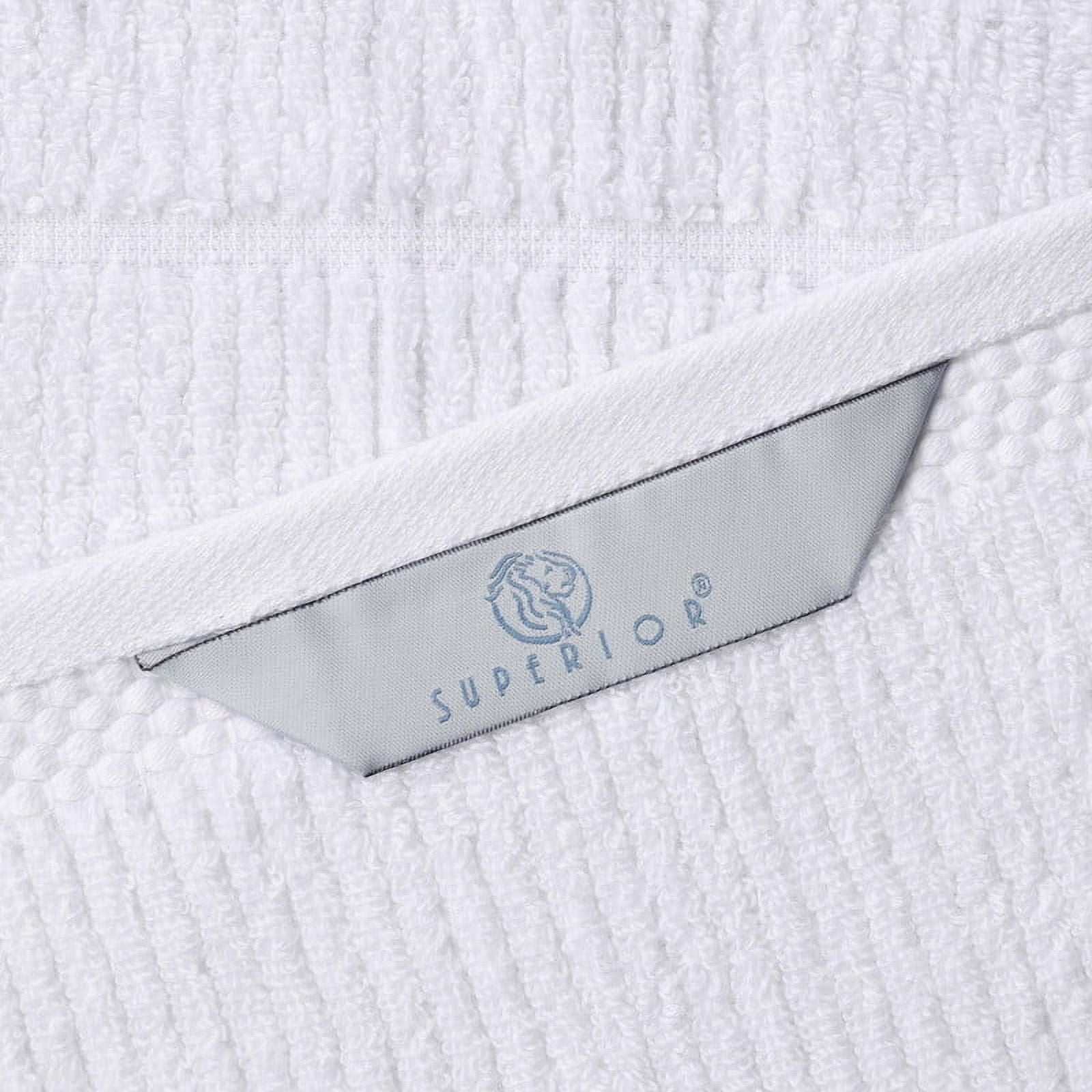 Superior Milo 3 Piece Smart Twist Cotton Towel Set, Medium Weight Ribbed Design Towels, White