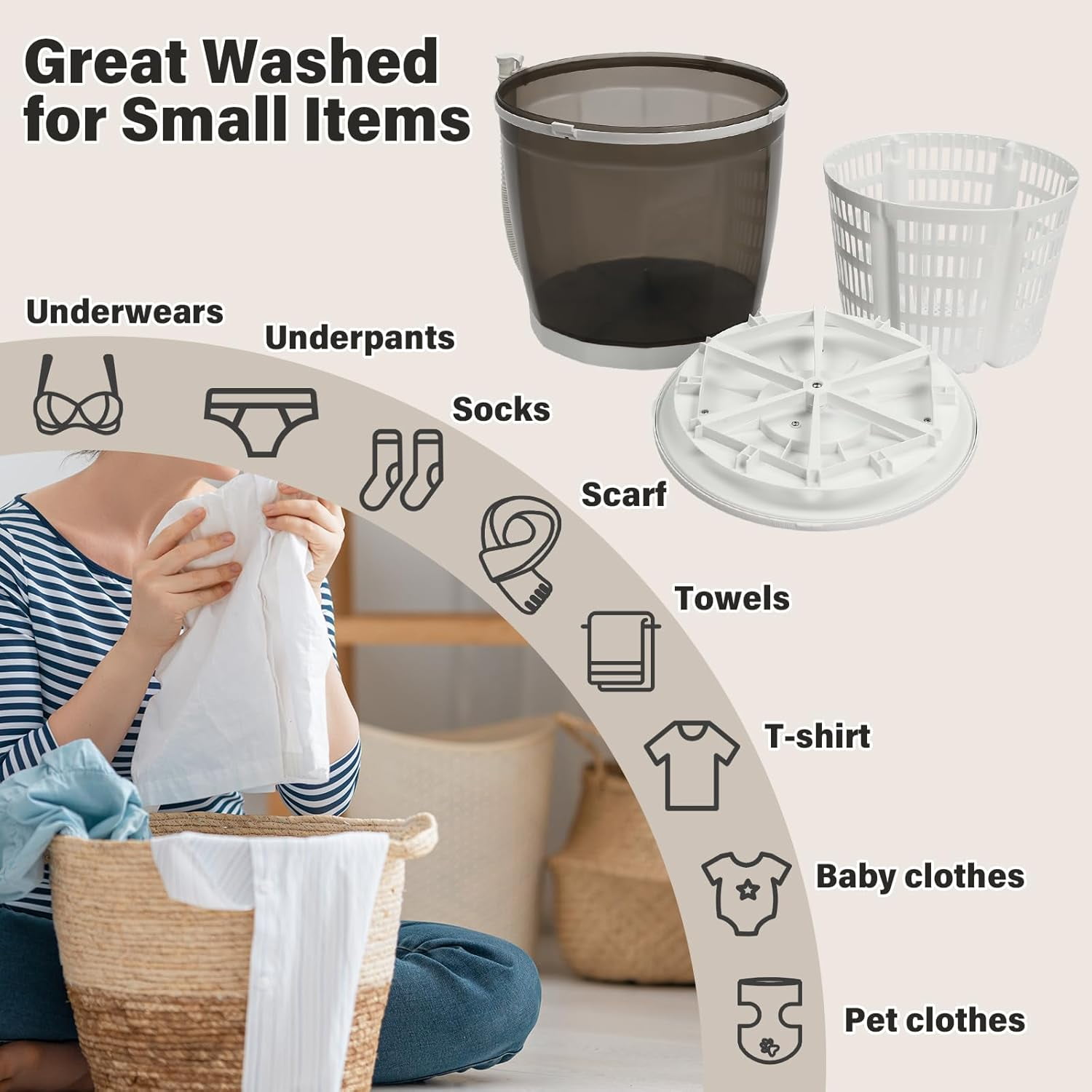 Mini Portable Washing Machine and Dryer,2 in 1 Manual Washing Machine for Clothes Spin Dryer Mini Traveling Outdoor Washing Machine Non-Electric Compact Washer Spin Dryer for RV Travel