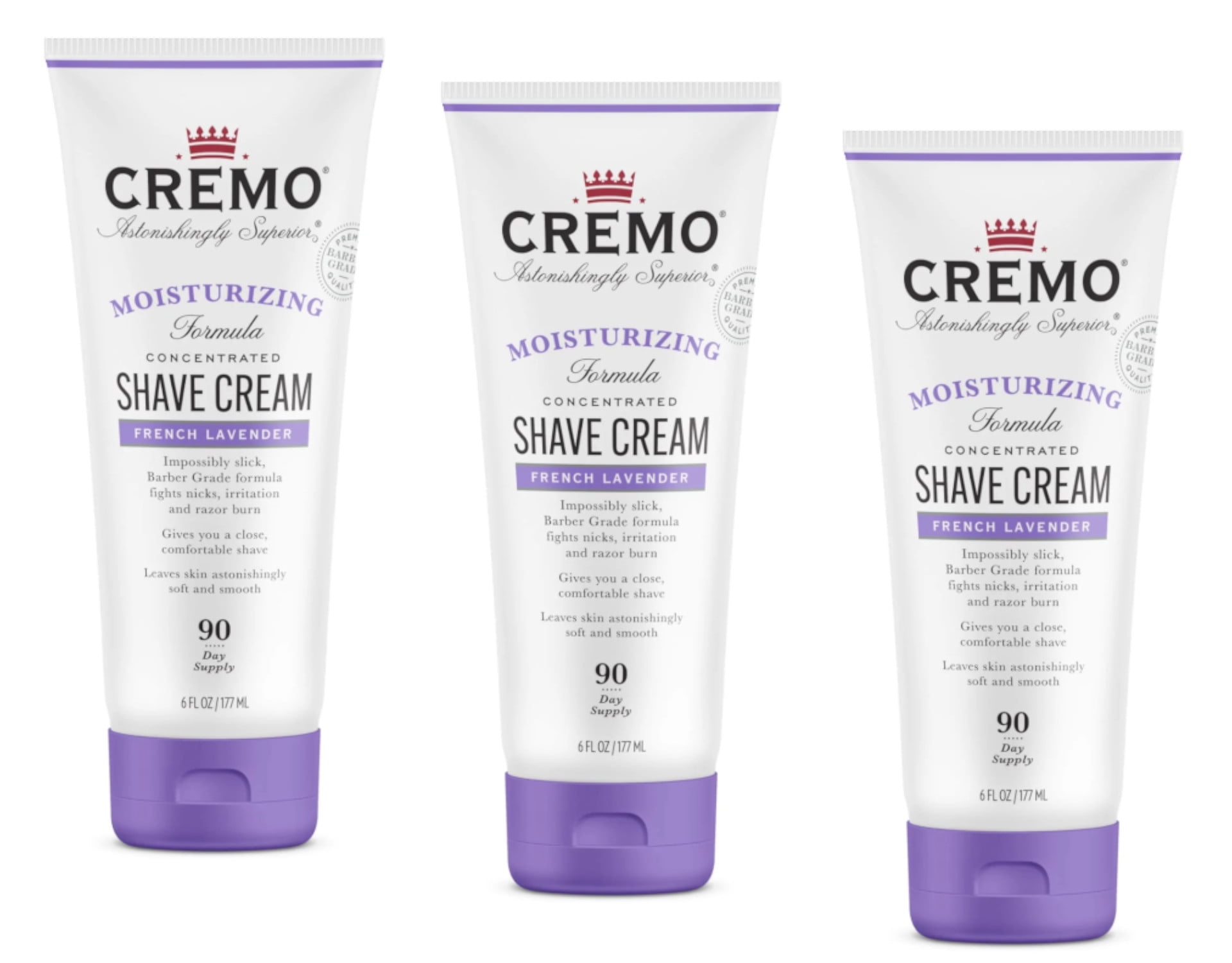 Cremo French Lavender Concentrated Shaving Cream 6 Fl. Oz. - Pack of 3