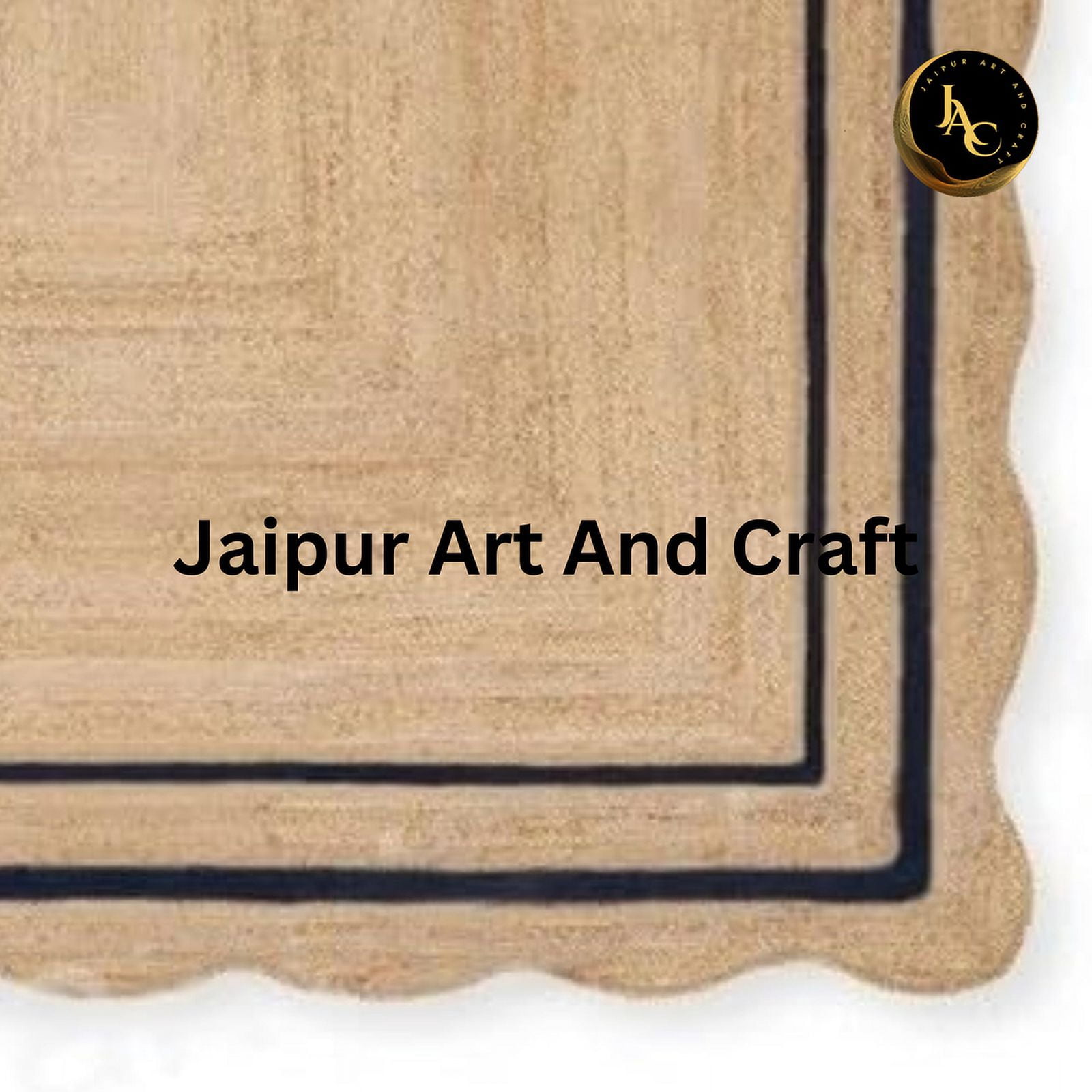 Jaipur Art And Craft Handmade Rectangle Scallop Black, Brown Reversible Jute Area Rug (3x8 Sq ft)