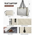 thumbnail image 3 of CNV Lunch Tote Bag for Women, 15.6 Inch Laptop Bag with Insulated Lunch Compartment, Quilted Large Capacity Computer Handbag with Purse for Business, Work, Nurse, Office, Collage, Casual, Black, 3 of 13