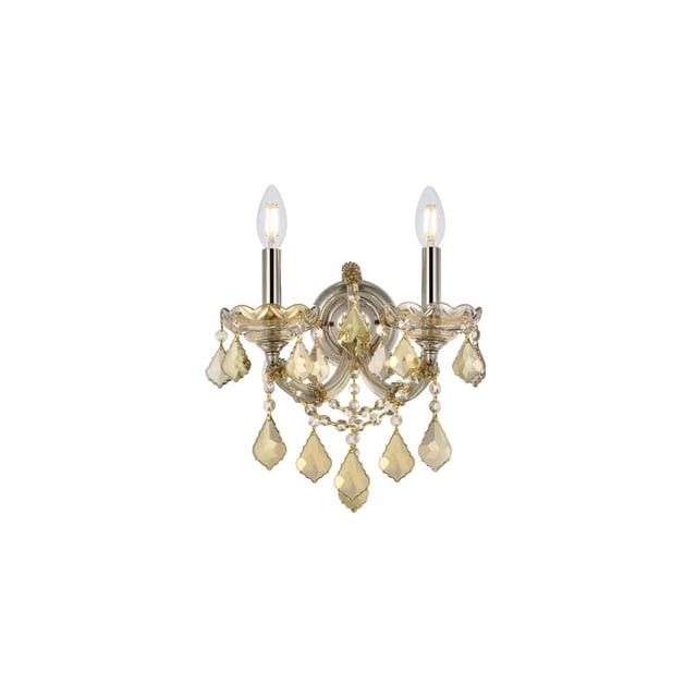 Elegant Lighting Maria Theresa Transitional 2 Light E12 Golden Teak Wall Sconce