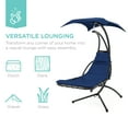 thumbnail image 6 of Best Choice Products Hanging Curved Chaise Lounge Chair Swing w/ Pillow, Shade, Stand - Navy Blue, 6 of 9