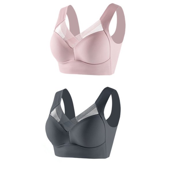 Gibobby Brasier deportivo mujer 2 piezas de mujer grande sin tirantes de encaje camiseta sin mangas ropa interior delgada lateral pliegue sujetador ajustable(Gris oscuro,5XL)