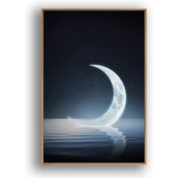 IDEA4WALL Framed Canvas Wall Art for Living Room, Bedroom Moon with Bright Canvas Prints for Modern Home Decoration Ready to Hang