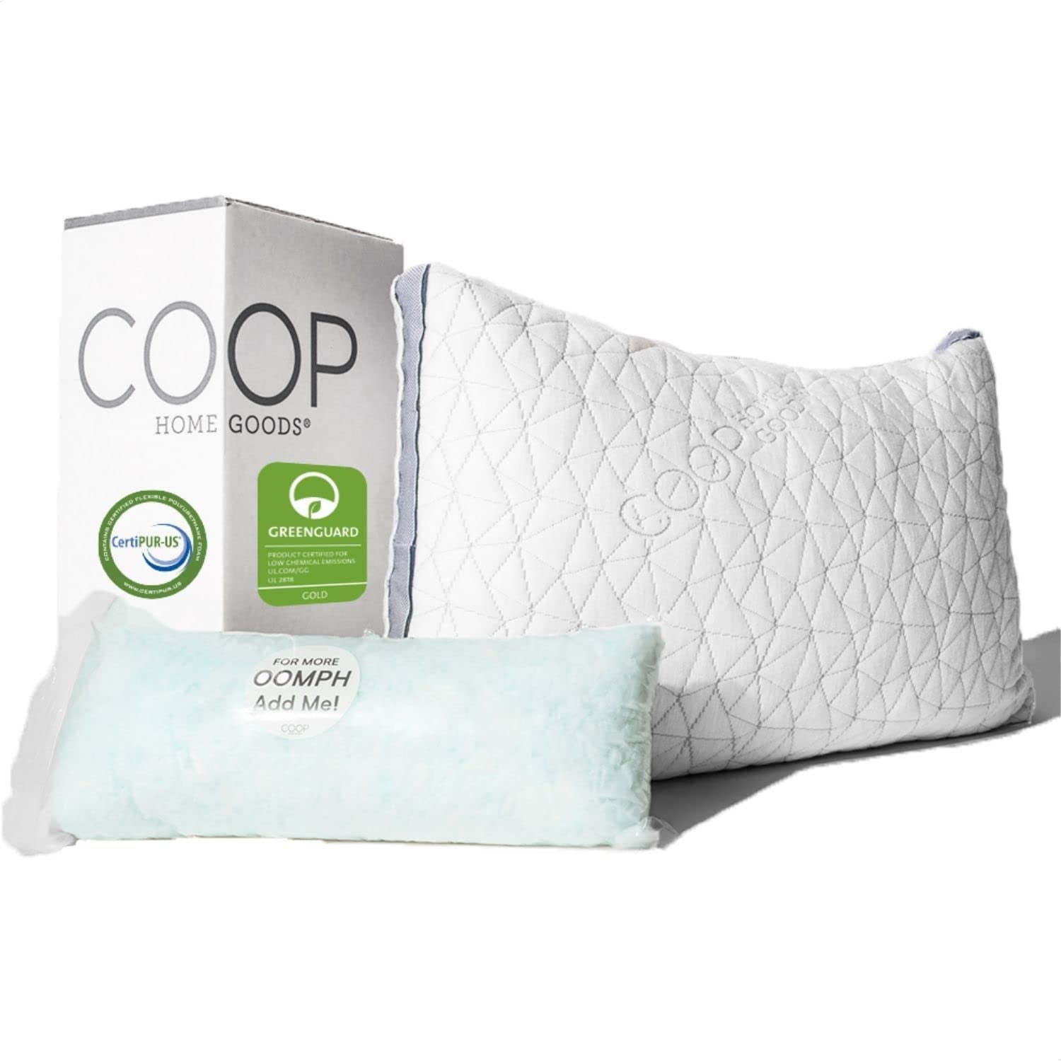Shredded Memory Foam Pillow With Bamboo Cover Coop Home Goods Queen Size 