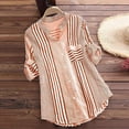 thumbnail image 2 of Women Plus Size Three Quarter Striped Print V-Neck Loose Fit Top T-Shirt Blouse, 2 of 5