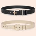 thumbnail image 4 of JASGOOD Women Leather Belts Black Beige Ladies Belt for Jeans with Gold Buckle, 4 of 7