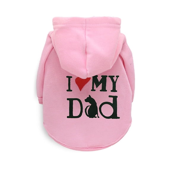 DizeyBoyo Lovely I Love My Daddy Mommy Small Dog Puppy Pet Cotton Clothes Small Dog Sweater with Hood