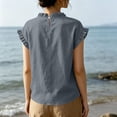 thumbnail image 7 of ClodeEU Women's Round Neck Short Sleeve Ruff Trim T-Shirt,Casual Loose Fit Solid Color Blouse Top for Summer Gray,Women's Plus XL, 7 of 7