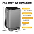 thumbnail image 2 of Portable Washing Machine 2.0 Cu.Ft. Full-Automatic Compact Washer Machine for Apartment, 10 Wash Program Small Portable Washer for Dorm, Apartment, RV, Home, Silver, 2 of 7