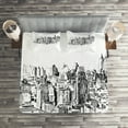 thumbnail image 2 of Ambesonne Western Quilted Coverlet 3 Pcs, NYC Historical Sketch, King Size, Grey White, 2 of 2