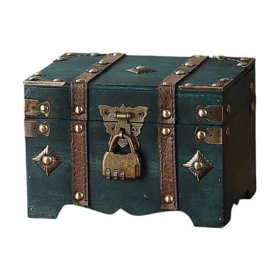 Ciwanning European Styles Wood Storage Trunk Large Capacity Designs Travel Case