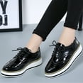 thumbnail image 5 of Lovskoo 2024 Women's Platform Leather Shoes Wingtips Square Toe Lace Up Thick Sole British Style Hollowed Out Shoes Dark Gray, 5 of 6