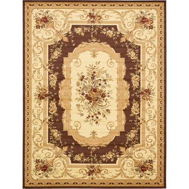 Unique Loom Versailles Medallion Motif Rug 10' x 13' Rectangle Brown/Ivory