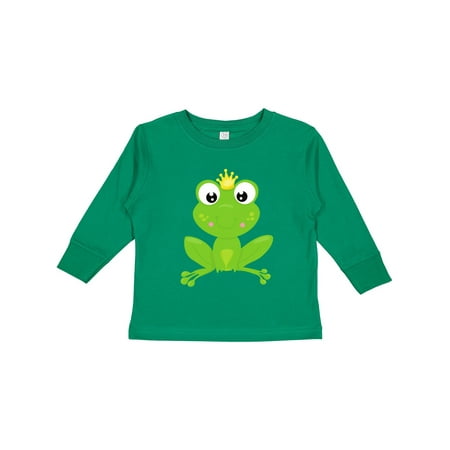 

Inktastic Cute Frog Green Frog Crown Frog Prince Gift Toddler Boy or Toddler Girl Long Sleeve T-Shirt