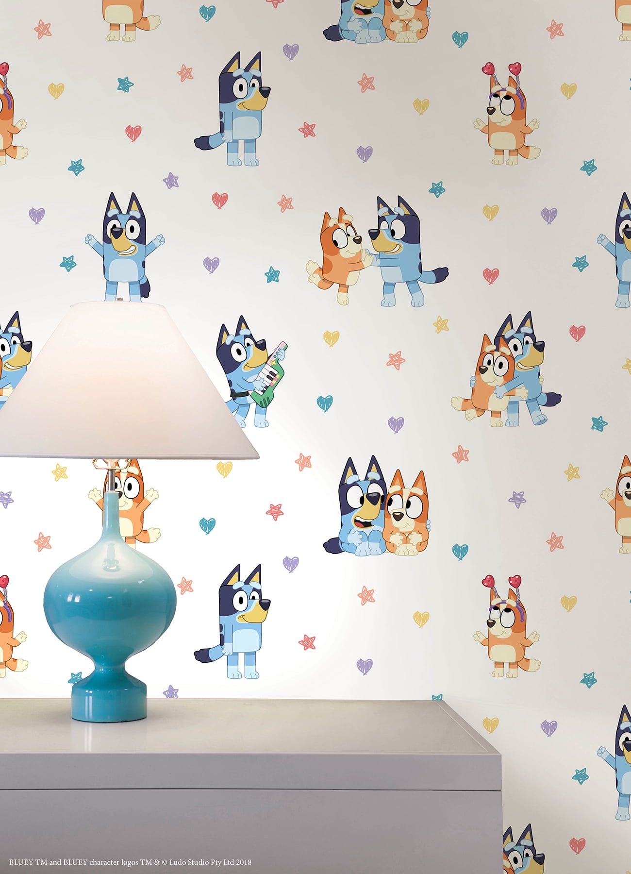 RoomMates Bluey and Bingo Hearts Multicolor Peel and Stick Wallpaper