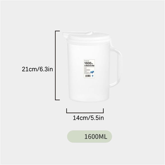Beautynvta Plastic Cold Kettle with Lid, 1.6L Clear Water Pitcher, Reusable Plastic Fridge Jug for Iced Tea, Cold Brew Coffee, Lemonade, Juice, Milk, Beverage
