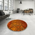 thumbnail image 4 of Ahgly Company Machine Washable Indoor Square Abstract Orange Red Area Rugs, 5' Square, 4 of 7