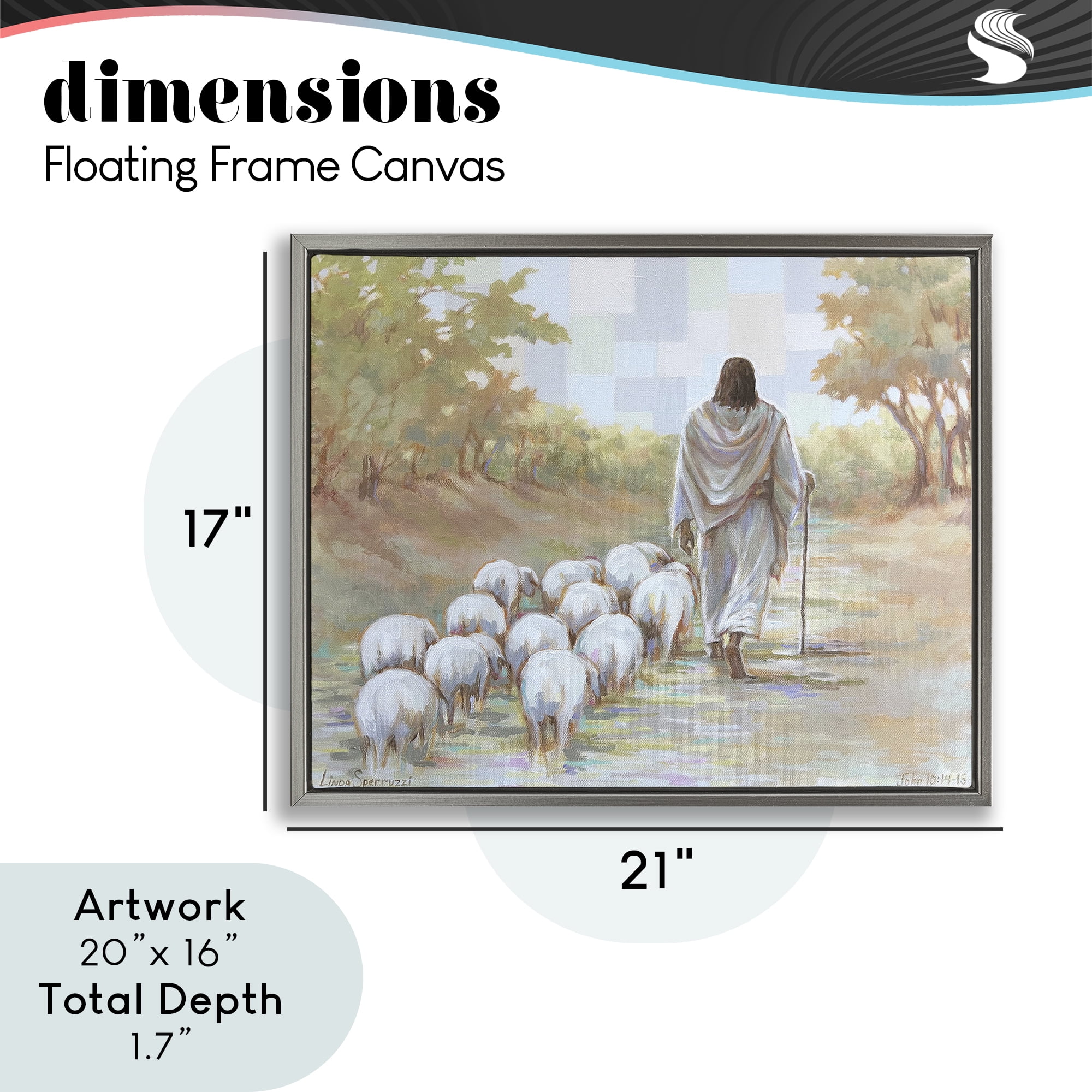 Stupell Industries Lead On Good Shepherd Gray Framed Floater Canvas Wall Art, design by Linda Sperruzzi