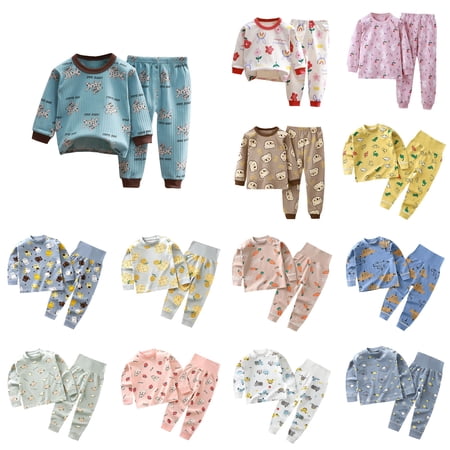 Ahuyic Toddler Kids Casual Fashion Outfits Fall And Winter Solid Color Top And Pants Set For Kids Summer Set Men s And Women s Printing Two Piece Set Newborn Underwear Thin Sleepwear Set