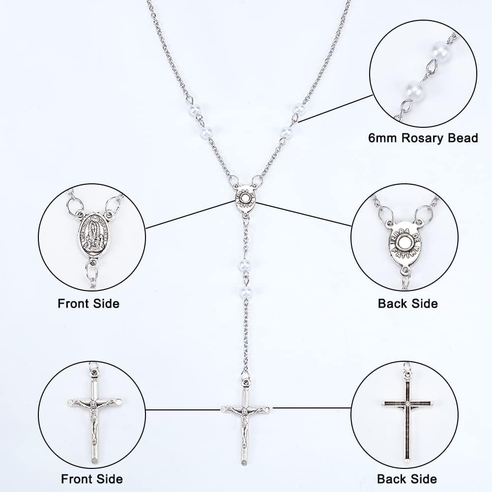 50 Sets Peral Beads 550pcs 6mm White Acrylic Pearl Beads 550pcs Metal Eye Pins Chains 50pcs Organza Bags