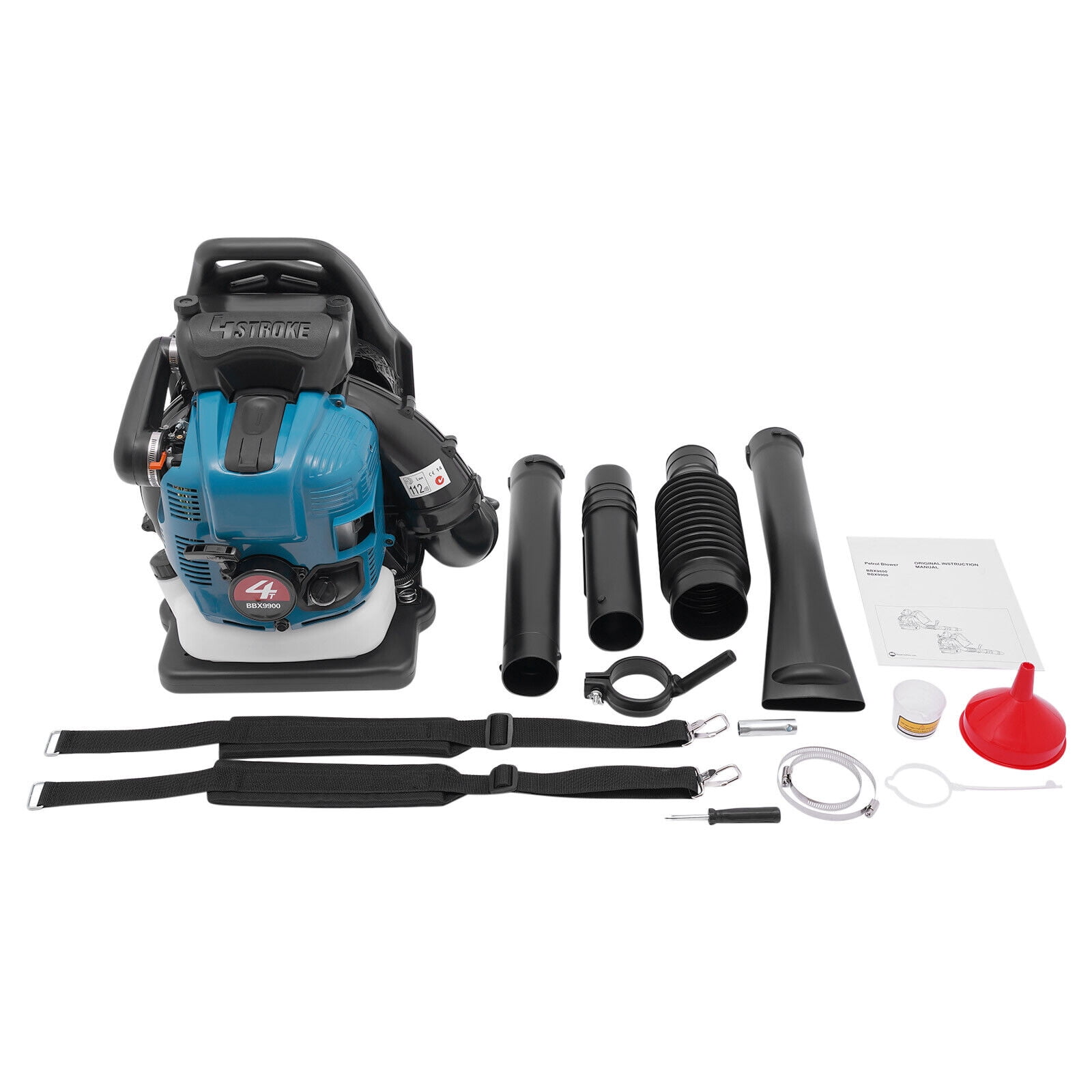 1.9L Gasoline Leaf Blower 4 Stroke Backpack Leaf Blower 75.6CC Backpack Gasoline Engine Leaf Blower, Blue