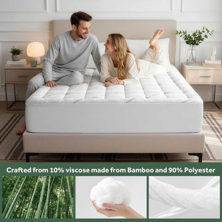 EMONIA Queen Bamboo Viscose Mattress Pad, Pillow Top photo 4