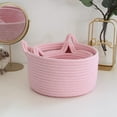 thumbnail image 4 of Basket Storage Woven Basket Organizer Decorative Pet Toy Cute Basket Cotton Rope Basket for Gifts Cat Dog Toy Bin Nursery Room Kids Toy - Pink, 4 of 6