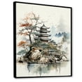 thumbnail image 2 of Designart "Fantasy Sumi Asian Painting II" Asian Floater Framed Wall Art Living Room, 2 of 7