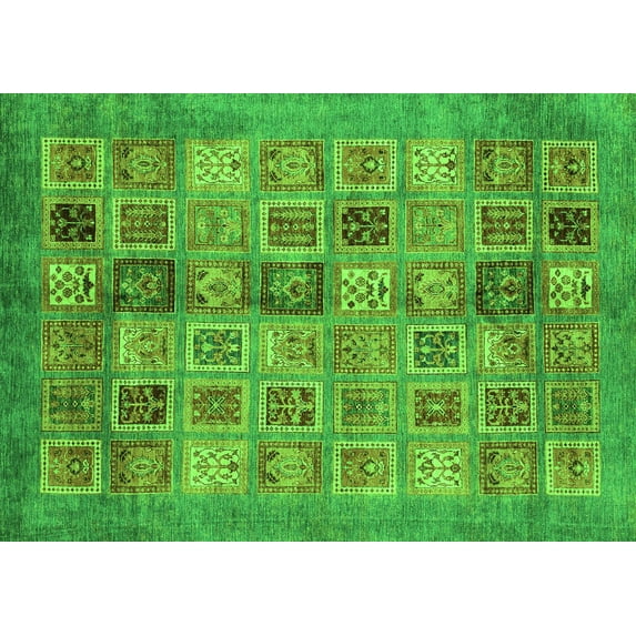 Ahgly Company Indoor Rectangle Abstract Green Modern Area Rugs, 5' x 7'