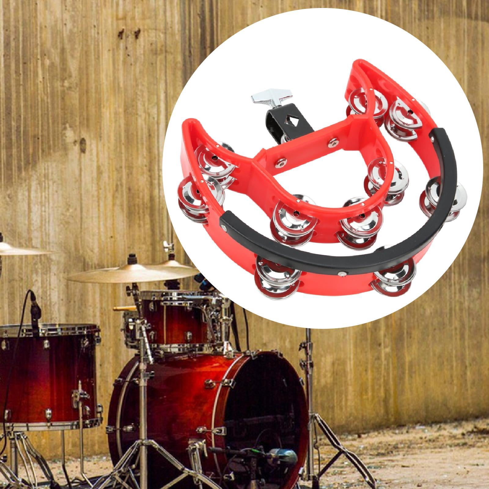QccHieUs Hi Hat Tambourine Percussion Accessories Metal Shaker Mountable Double Row Bells