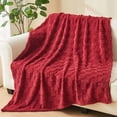 thumbnail image 4 of Super Soft King Blanket Red Premium Silky Flannel Fleece 3D Checkered Lightweight Bed Blanket All Season Use (Red Checkered, King(90"x110")), 4 of 5