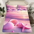 thumbnail image 2 of Erosebridal Pink Seashell Twin Sheet Sets, Kawaii Starfish Bedding Twin Size, Romantic Beach Decor 3pcs, 2 of 7