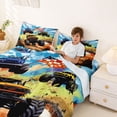 thumbnail image 4 of Meiyoeat Graffiti Monster Truck Bed Sheets 4-Piece for Boys,Checkered Race Flag Full Size Sheets,Orange Green,1 Fitted Sheet,1 Flat Sheet and 2 Pillowcases, 4 of 6