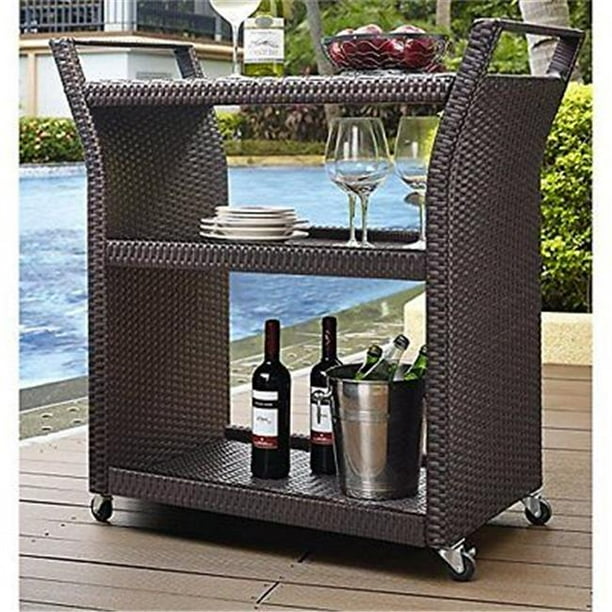 Modern Marketing Concepts CO7213BR Palm Harbor Outdoor Wicker Bar Cart