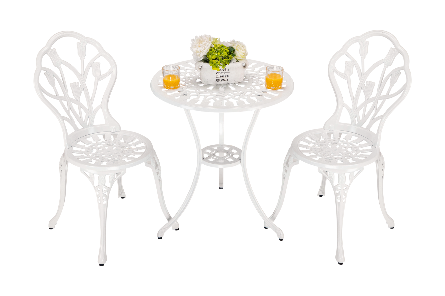 Patio Bistro Dining Table Set, Outdoor Garden Terrace Set, 3Piece