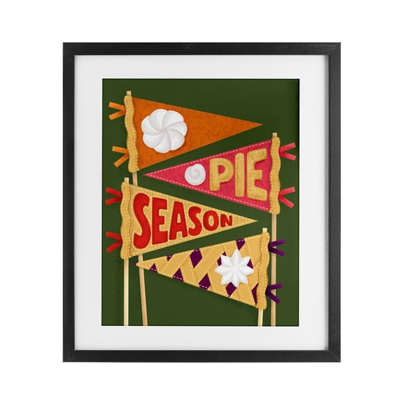 Stupell Industries Pie Season Pennants Black Framed Print Under Glass design by Jilly Jack Designs, 16 x 13