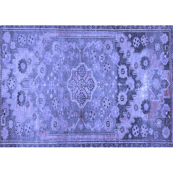 Ahgly Company Machine Washable Indoor Rectangle Persian Blue Traditional Area Rugs, 5' x 7'